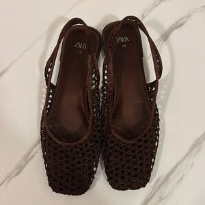 zara crochet sling back flats